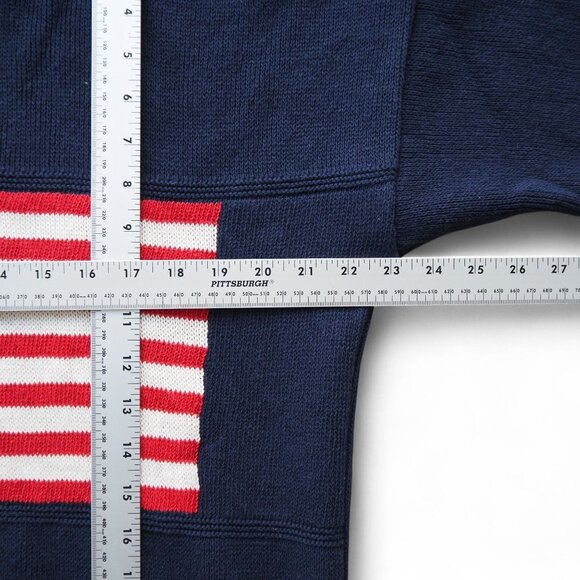 American Creations Vintage Patriotic USA Flag Knit Sweater Men’s L Made in USA - Picture 8 of 9